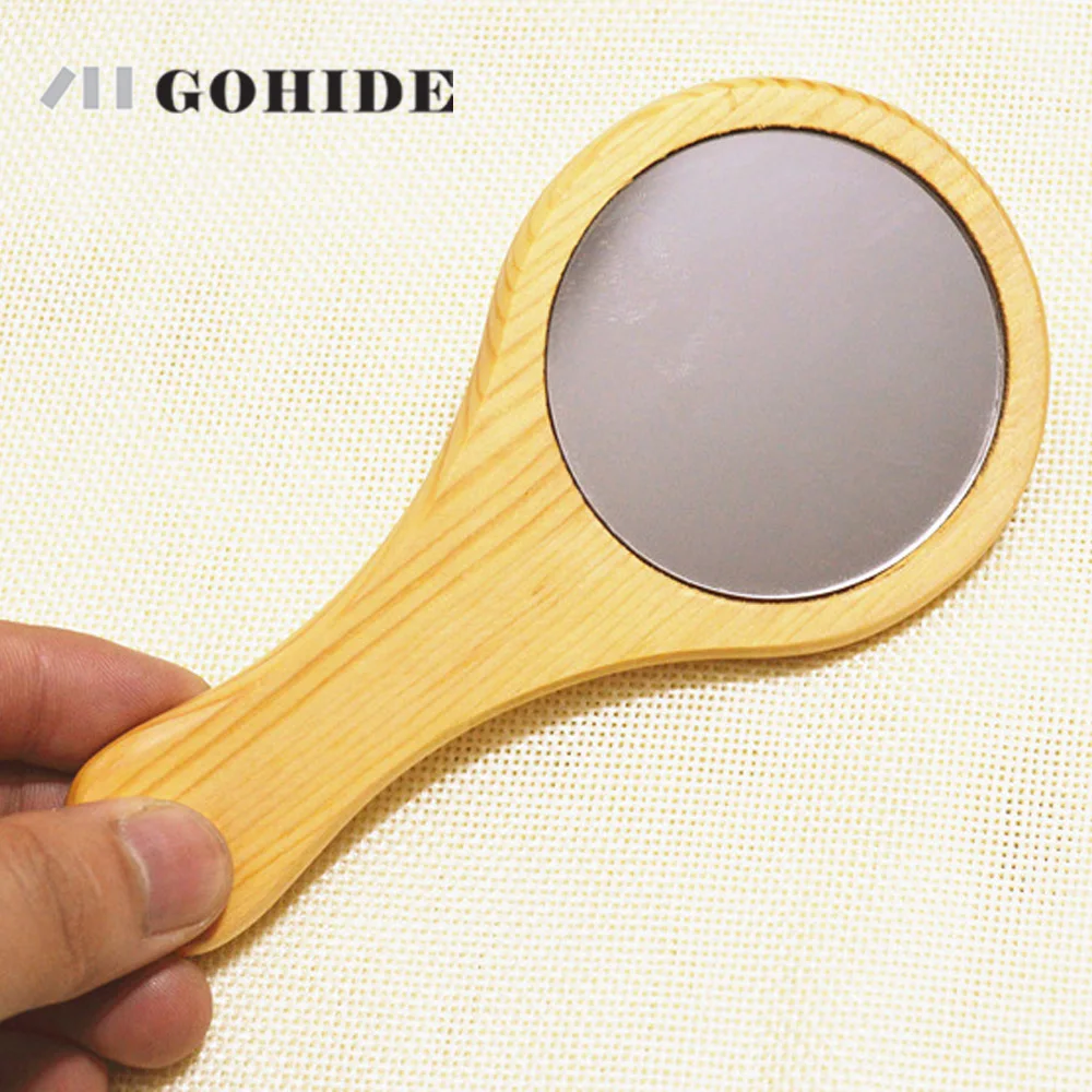 Качественное мини зеркало с деревянной ручкой Европейское косметические