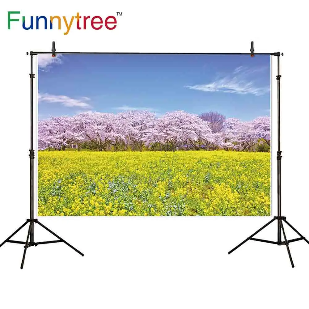 

Фотофон Funnytree для фотостудии с изображением природы весенние цветы вишня голубое небо Профессиональный фон для фотосъемки
