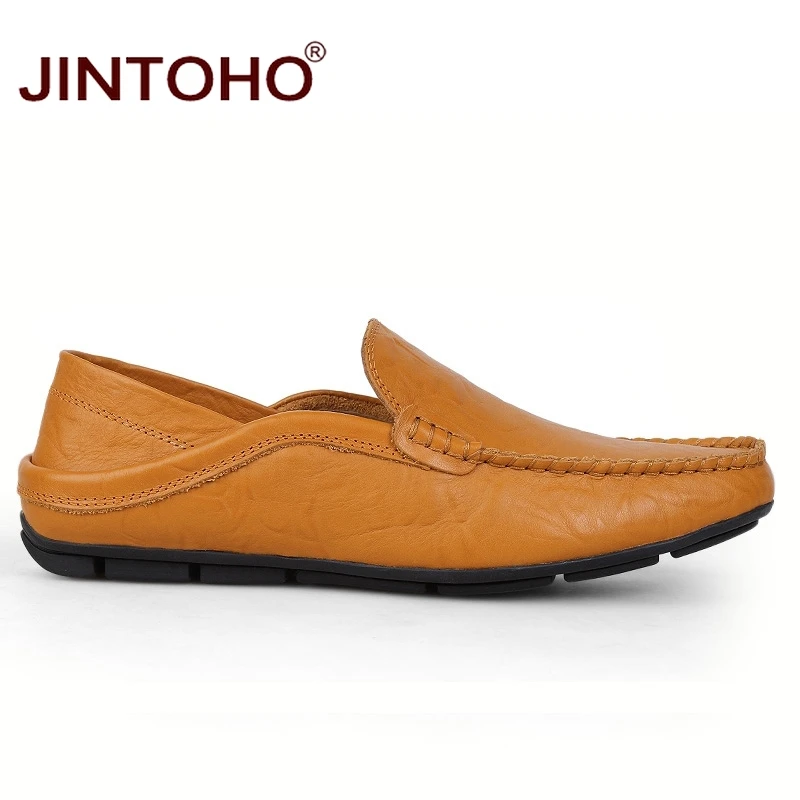Мужские мокасины JINTOHO повседневные Мокасины из натуральной кожи без шнуровки на