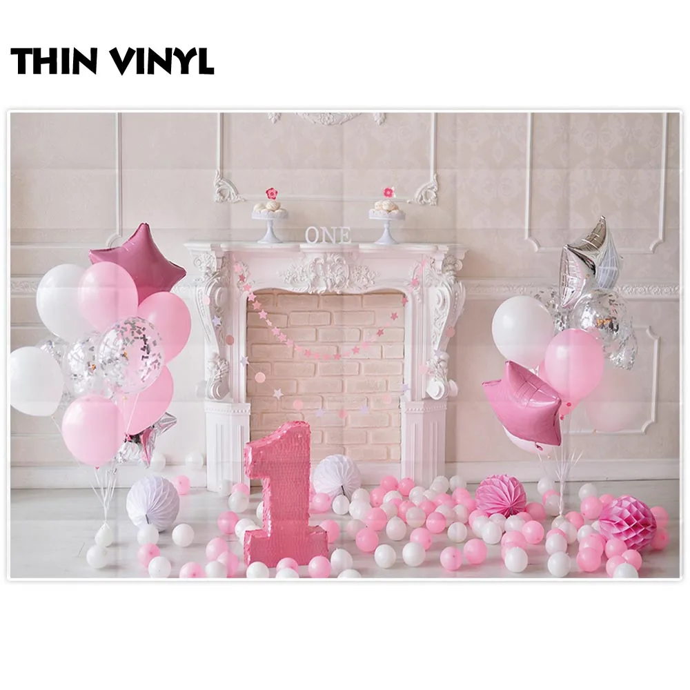 Allenjoy фон для фотостудии первого дня рождения украшения шары Белый Розовый