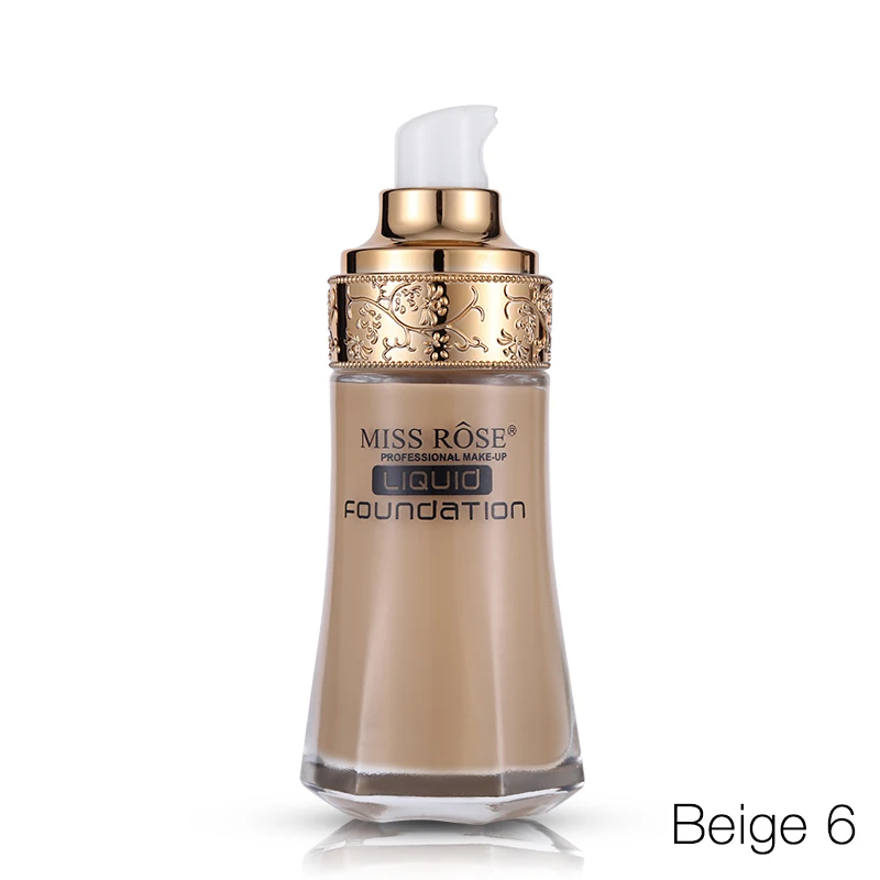 beige6 Miss Rose брендовая основа для макияжа Жидкая Основа полное покрытие увлажняющий отбеливающий крем для кожи макияж праймер натуральный консилер - Цвет: beige6