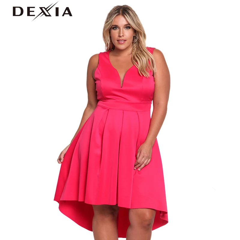 DEXIA Solid Sleeveless V Neck Dress Women 2017 Summer Loose Plus Size Party Dresses Sexy Female Elegant Vestidos Mujer LSD170119 | Женская