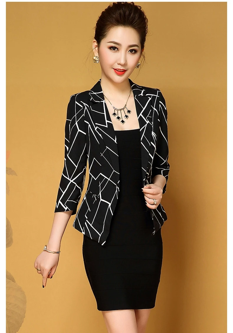 Плюс Размеры костюм дамы рубашка короткая куртка 2019 Новый семь точка рукава