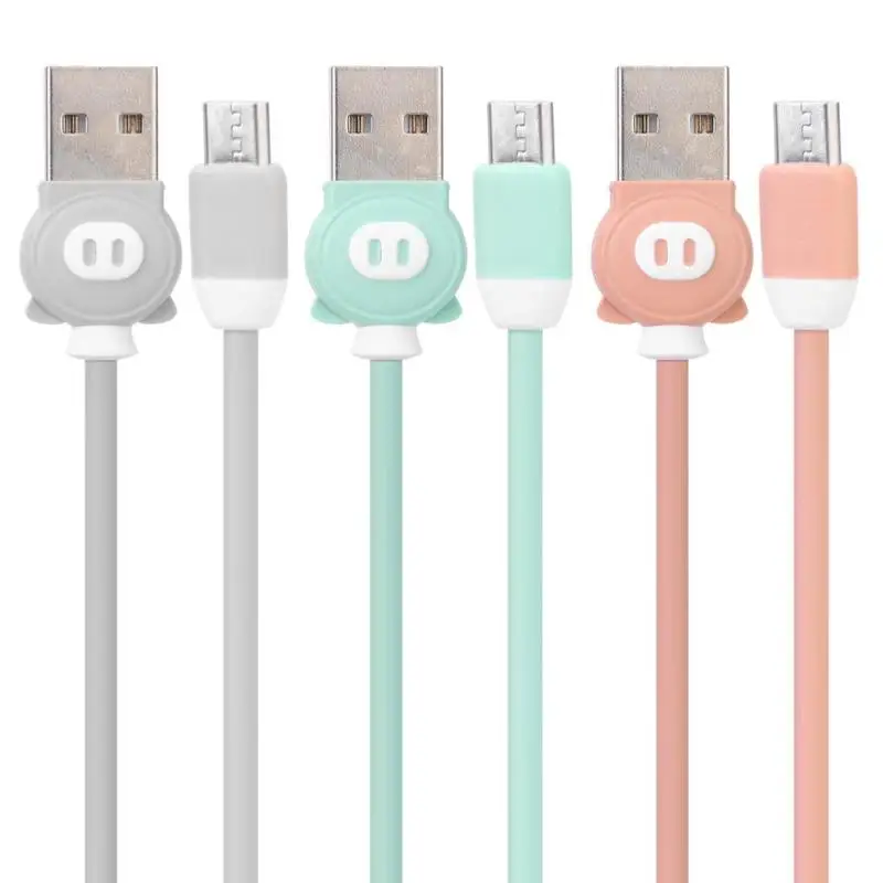 Мультфильм свинья Micro USB кабель мобильного телефона 2A Быстрый провод для быстрой
