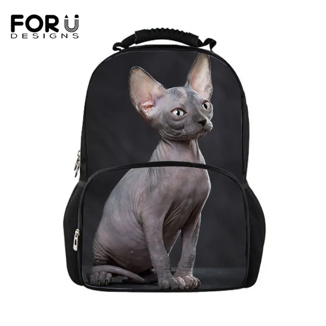 W3258A FORUDESIGNS/милый рюкзак с котом; женские рюкзаки для девочек-подростков; школьная сумка; Повседневный Черный рюкзак с принтом; Mochilas Back Pack Bag - Цвет: W3258A