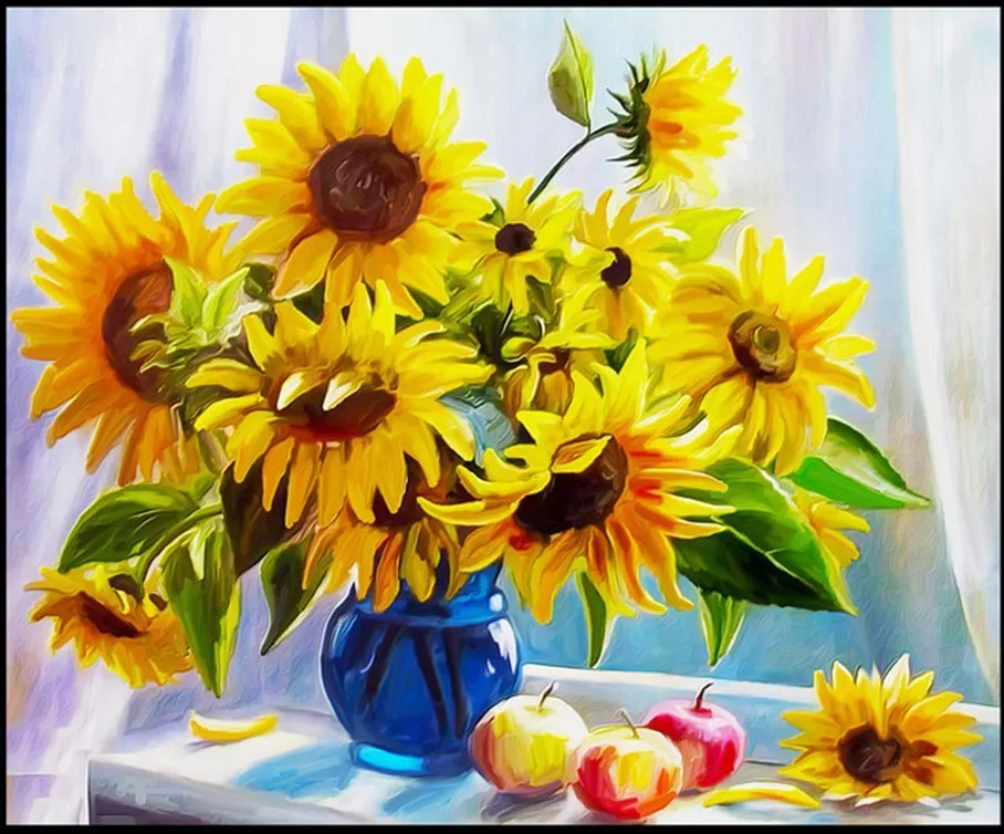 

Новая Алмазная мозаика, алмазная вышивка, бусины, Настольная Ваза, цветы подсолнуха, алмазная вышивка крестиком, ручная работа с инкрустаци...