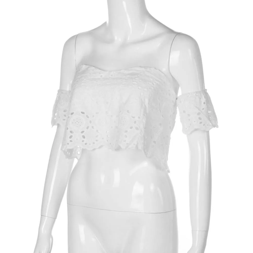 SAGACE женские модные летние кружевные топы с открытыми плечами блузы футболки