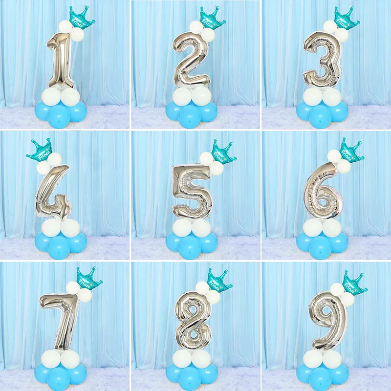 15pcs silver blue 15 шт. 1st 1 2 3 4 5 6 7 8 9 лет с днем рождения воздушные шары из фольги в виде цифр для маленьких мальчиков и девочек вечерние украшения детских товаров, 2nd 3rd 4th - Цвет: 15pcs silver blue