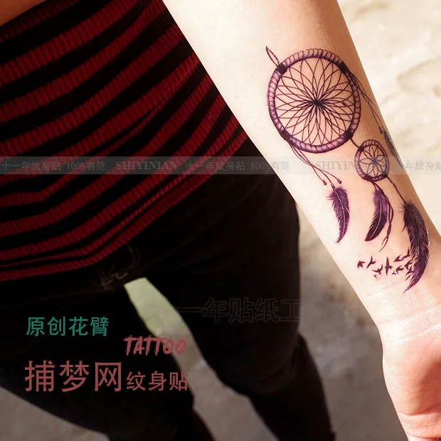 Dream Catcher Waterproof Temporary Tattoos stickers lace mandala dreamcatcher Big tatoo Water Transfer fake flash tattoo Leg Arm | Красота и