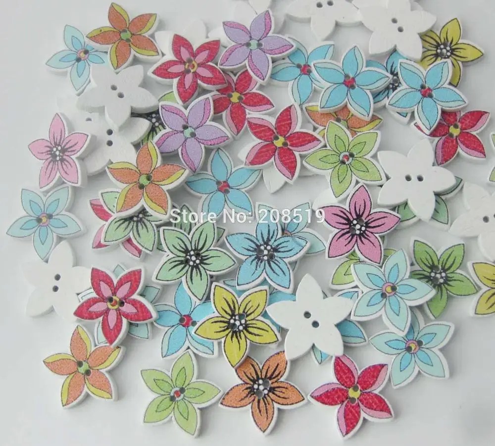 Деревянные пуговицы с пятью лепестками 100 шт. 20 мм|sewing supplies|buttons woodfloral buttons |