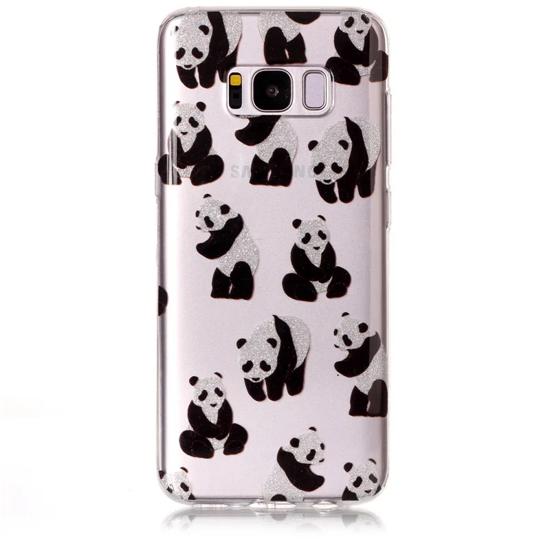 UVR Funny Sparkle Glitter Cute Panda Baby Soft Clear Transparent Cover Case Carcasa Funda for Samsung Galaxy S8 Plus Coque |