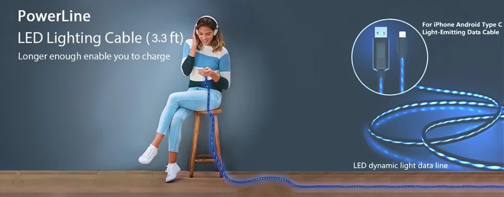 Светодиодный светящийся usb-кабель type C/Micro USB/Lighting cable для iPhone 6 7 samsung S8 зарядное устройство Быстрая зарядка яркий кабель синхронизации данных