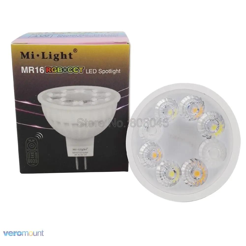 Светодиодная лампа с регулируемой яркостью Milight 4 вт MR16 12 в RGB + CCT (2700 6500K) умные