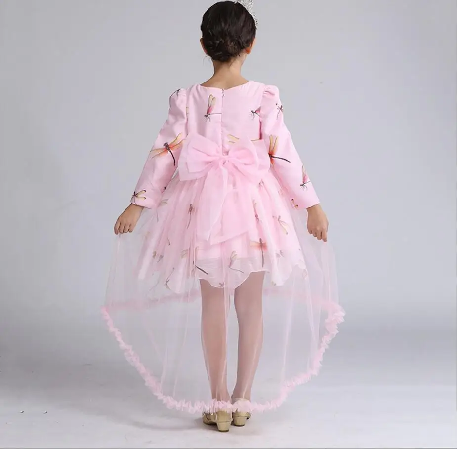 2017 г. Платья для маленьких девочек детское платье с принтом стрекозы принцессы