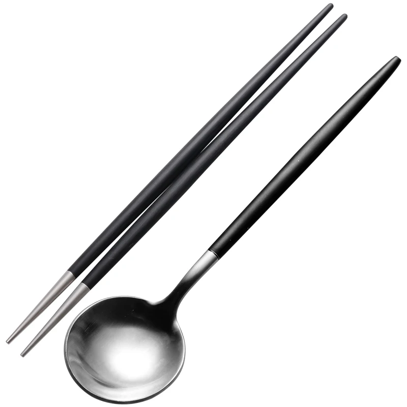 Золотые корейские столовые палочки Hashi из нержавеющей стали набор ложек с
