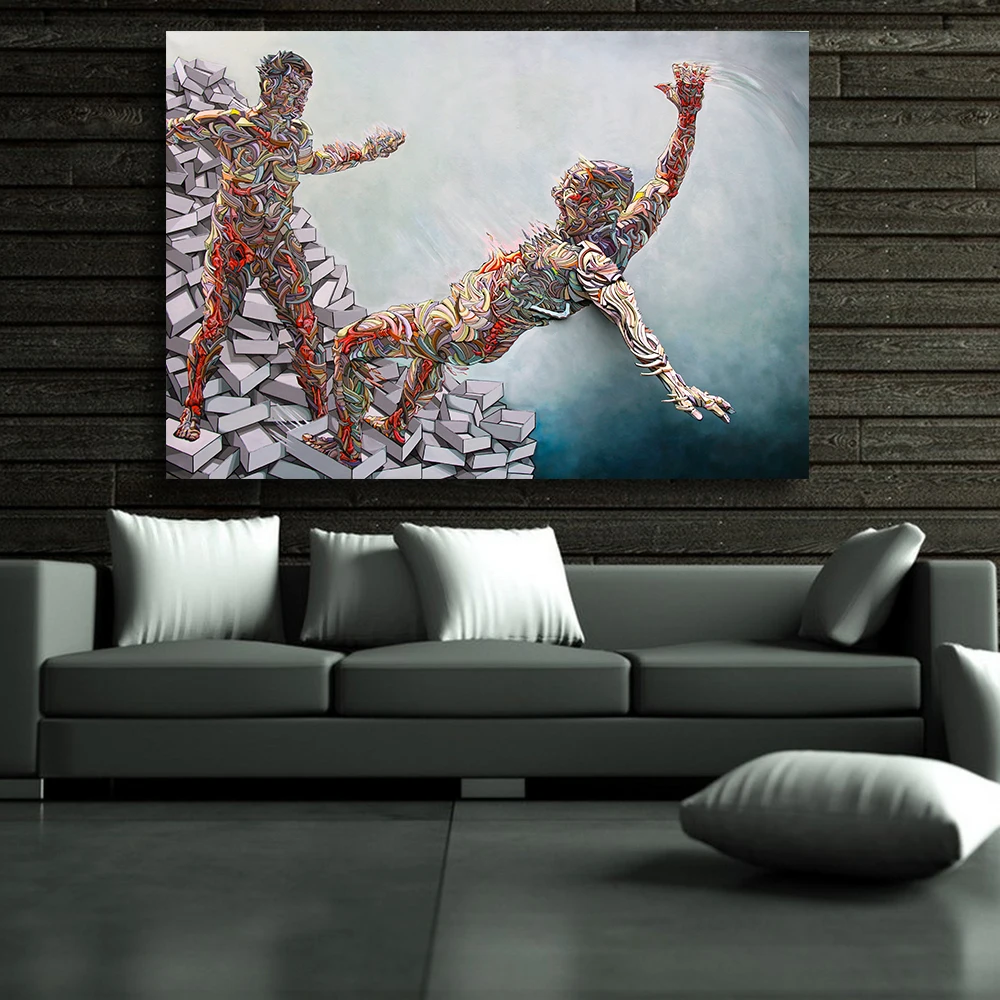QKART Home Decor Canvas Wall Art Human Behaviour by Shaka Oil Painting Print Pictures for Living Room | Дом и сад