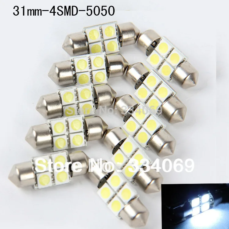 Posbay 50 шт. 31 мм 5050 4SMD белый микро универсальный автомобиль грузовик внедорожник