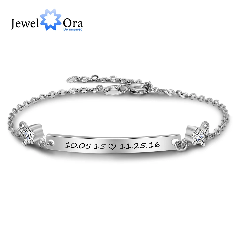 Персональный подарок ID braceles с кубического циркония настроить выгравировать имя