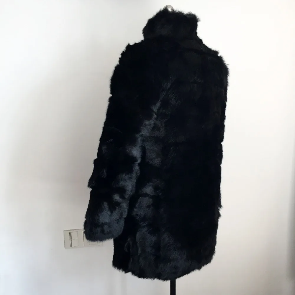 2019 Новая женская куртка из меха кролика пальто натурального кроличьего Модная