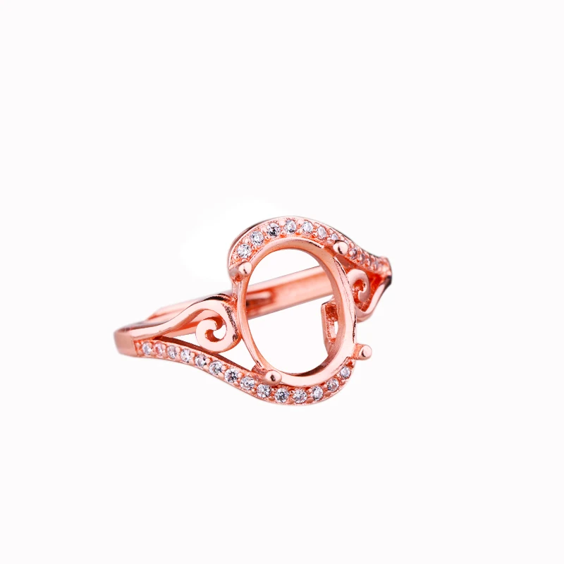 Sterling Silver 925 Women Engagement Wedding Ring 9x11mm Oval Cabochon Semi Mount Cubic Zirconia CZ Setting | Украшения и