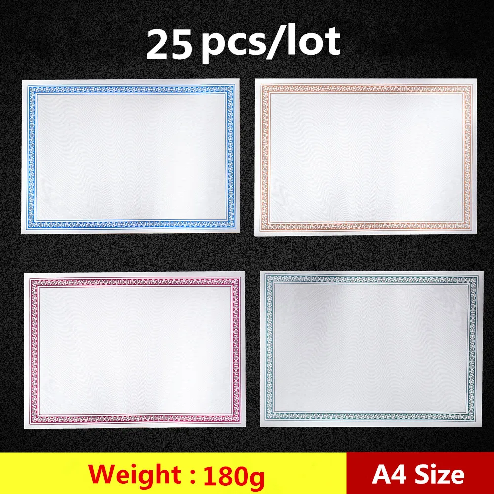 

Free shipping 25pcs/lot 4 styles A4 certificate authorization 12K blank inner copy paper 180g thick paper pre-print lace pattern