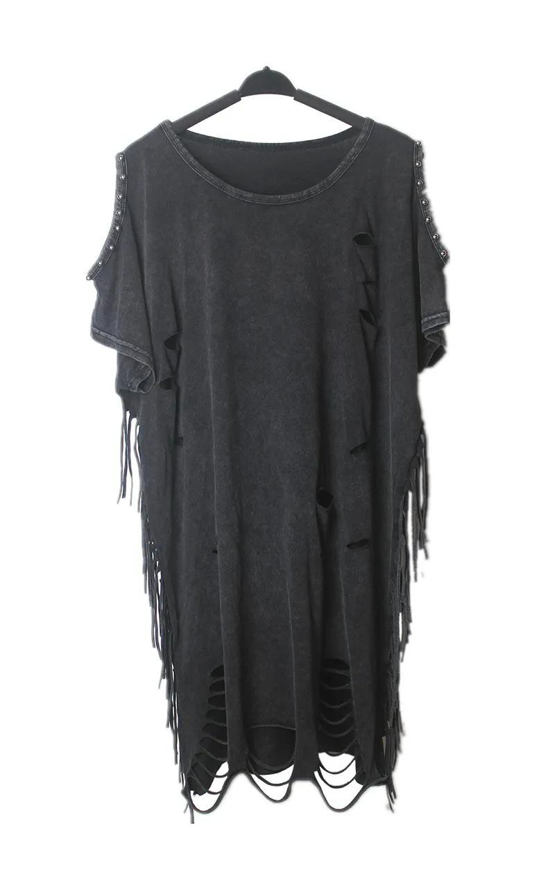 Модная Сексуальная футболка женская с заклепками в стиле панк рок женские