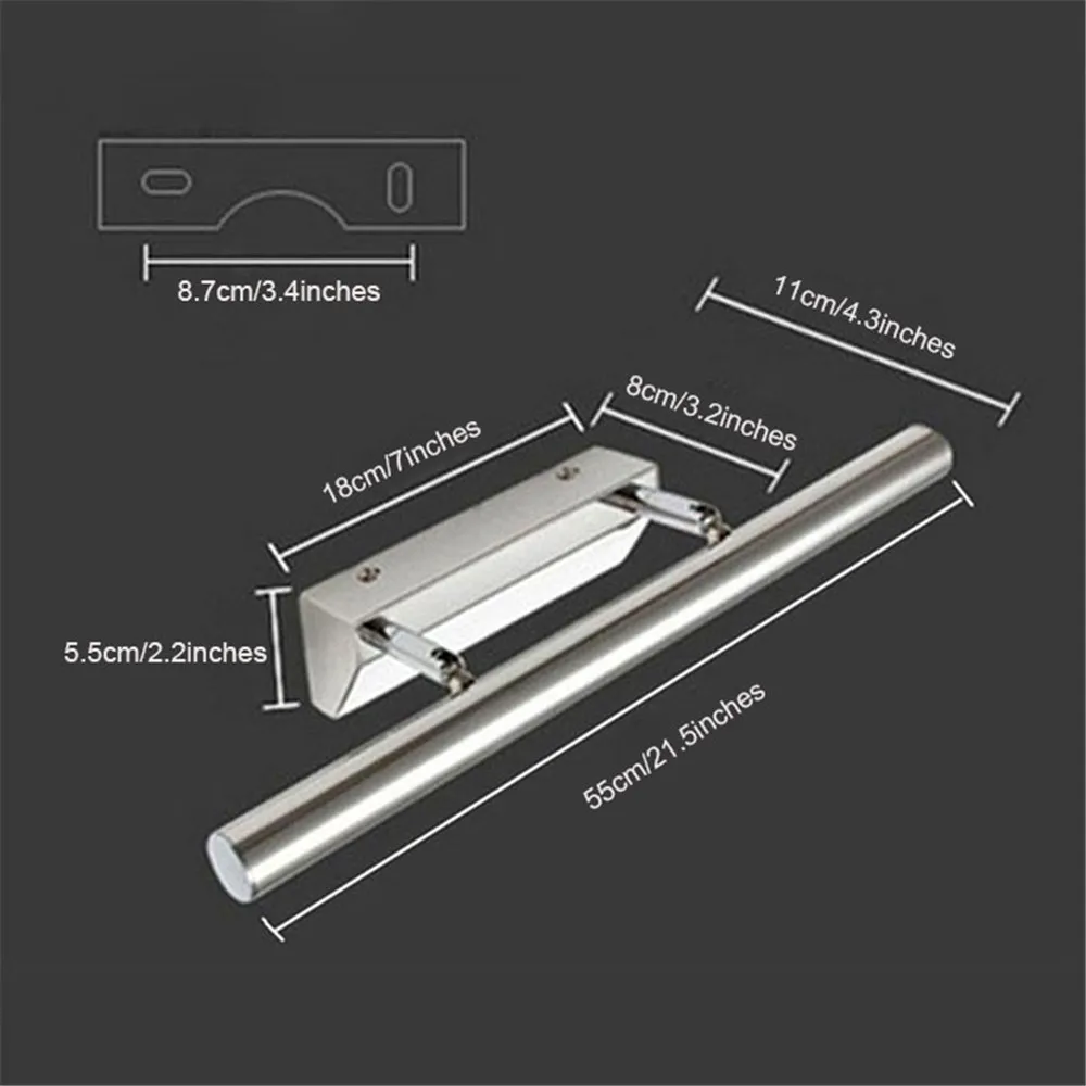 90 V-265 V AC L55cm 7W светодиодный зеркальный светильник длинный настенный светильник для ванной комнаты SMD5050 светодиодный светильник для кухонного шкафа