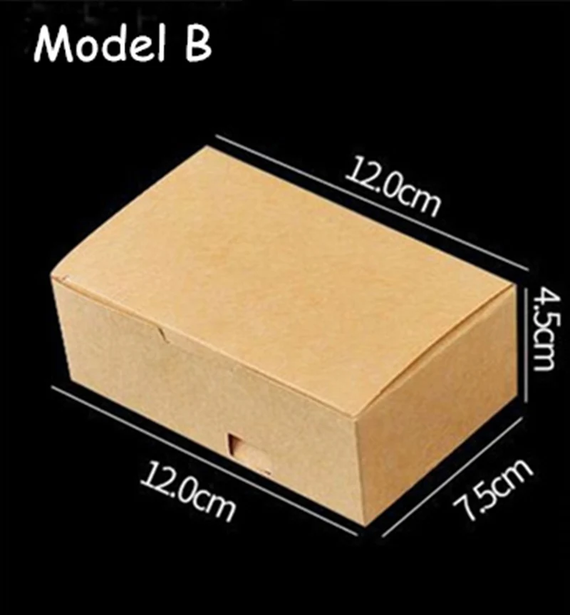 Model B Крафт-бумаги Бумага коробка для картофеля фри одноразовый Чехол Контейнер для гамбургеров Водонепроницаемый с защитным напылением от жирных следов и Еда коробка упаковочного оборудования жареные Еда лоток 50 шт./упак - Цвет: Model B