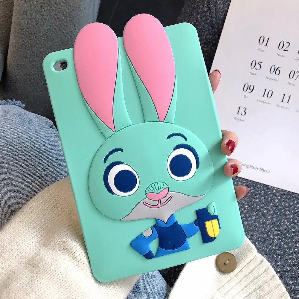 Зеленый Розовый Кролик Силиконовый противоударный чехол для iPad 9,7 Pro 9,7 10,5 Air 2 iPad 2/3/4, 5, 6, мини-платье, на возраст 1, 2, 3, 4, чехол для планшета