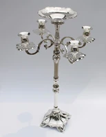 hotsale wedding supply silver candelabrum 63cm height 5 arm candelabras with flower bowl in the center for weddings or events
