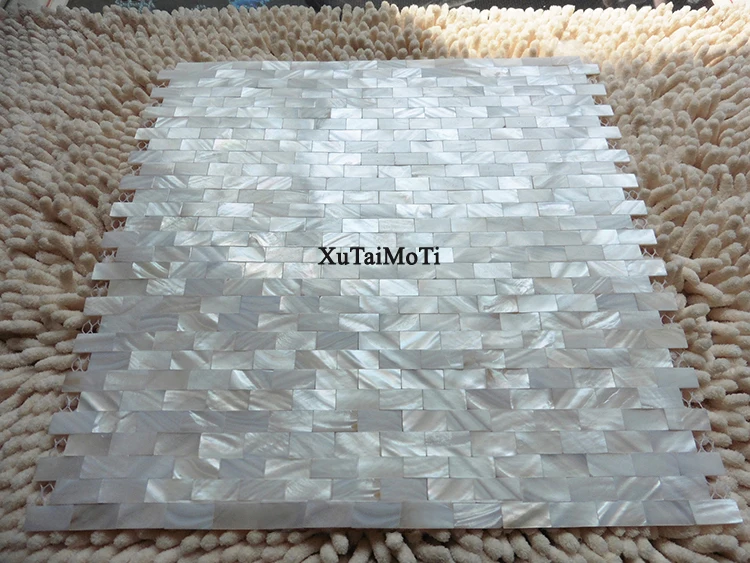11 шт. белый прямоугольный кирпич перламутровая Мозаика backsplash Ванная Кухня Плитка