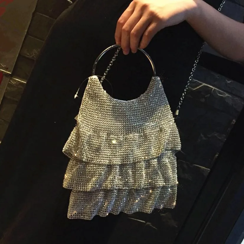 Новинка 2020 инкрустированная сумка с бриллиантами Женская Ручная блестящими
