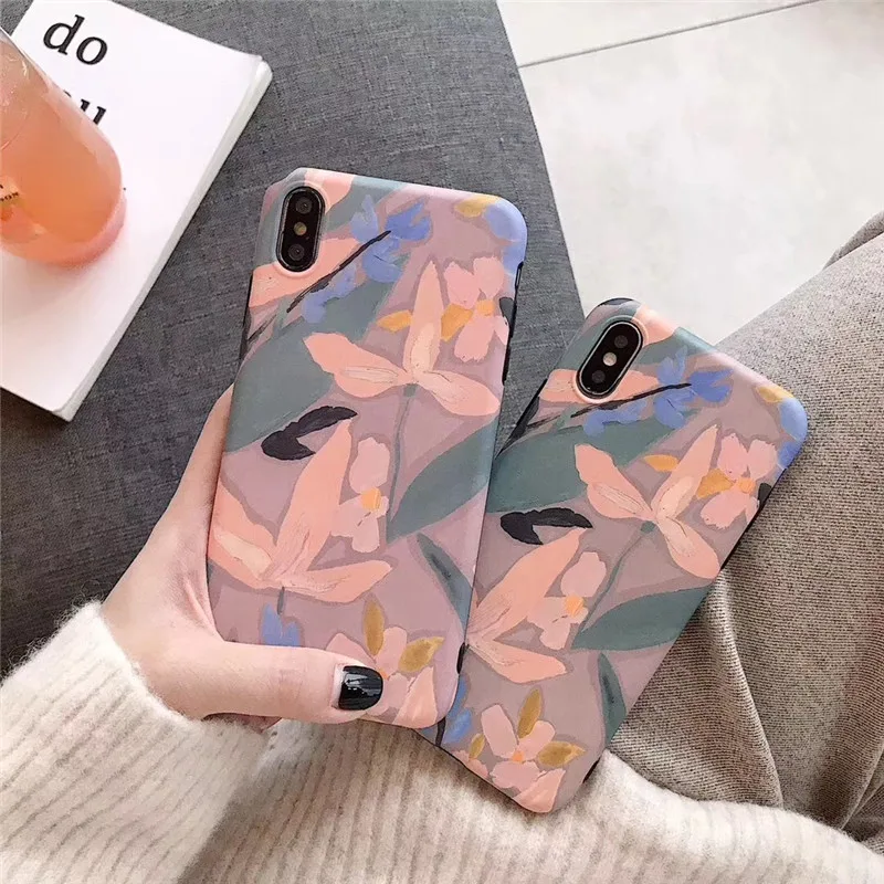 Ретро арт Картина маслом цветок чехол для телефона iphone 6 6s 7 8plus XS MAX XR X модные