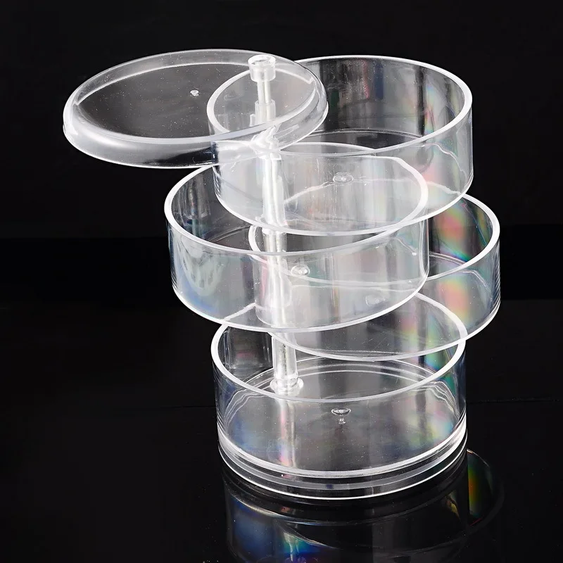

Four Layers Clear Plastic Organzier Rotating Cosmetic Jewelry Storage Case Holder