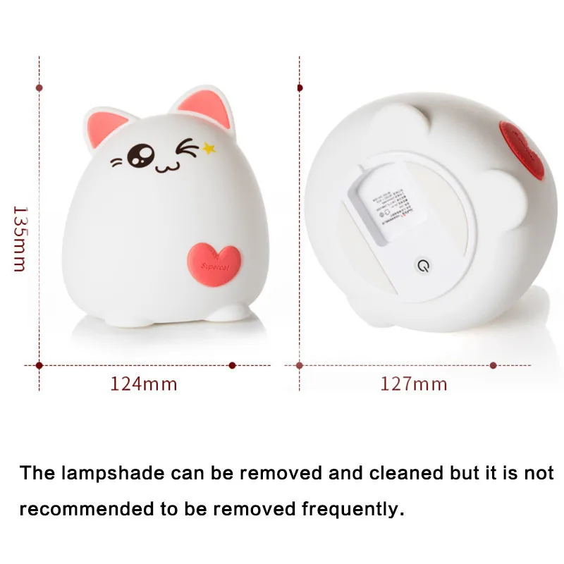 Силиконовый светодиодный ночник с котом сенсорный датчик USB зарядка светильники