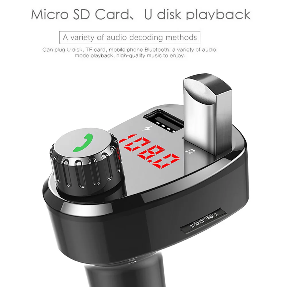 FM Transmitter Car MP3 Player Wireless A2DP Music Handsfree Kit 5V 3.4A Dual USB Port Support TF Card U-disk | Автомобили и