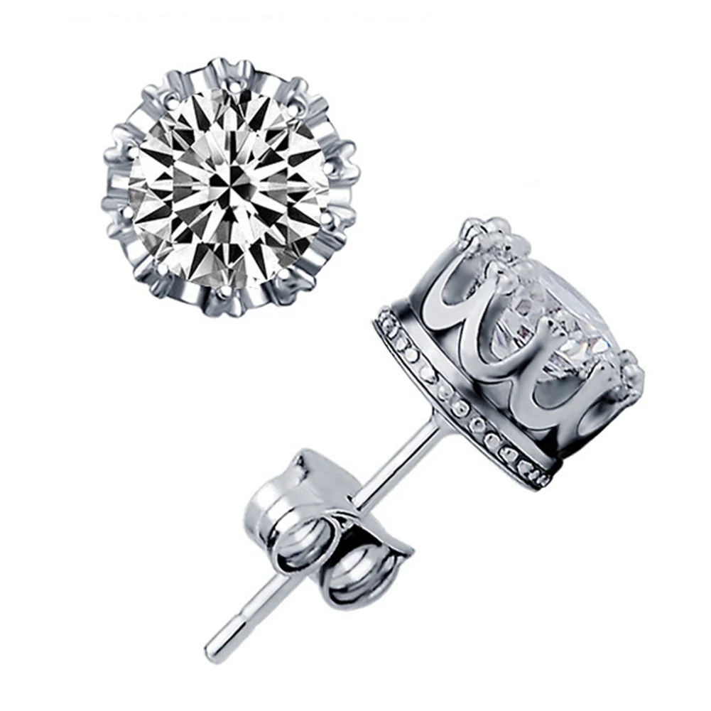 2019 New Fashion Women Silver Plated Cubic Zirconia Crystal Ear Studs Earrings Piercing Statement Lady Jewelry Wholesale | Украшения и
