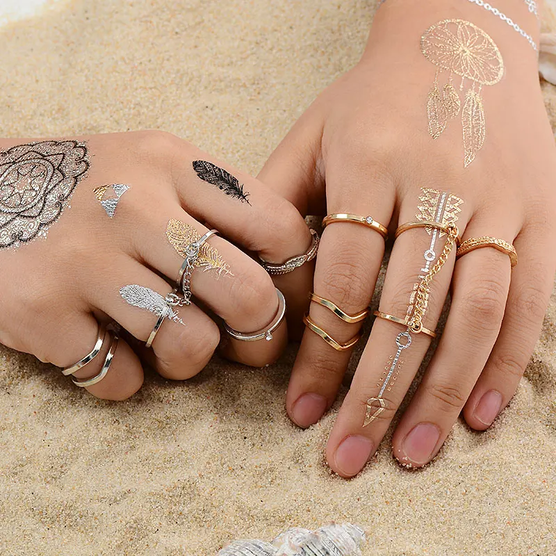 6pcs/lot Unique Adjustable Ring Set Punk Style Gold Color Knuckle Rings For Women |