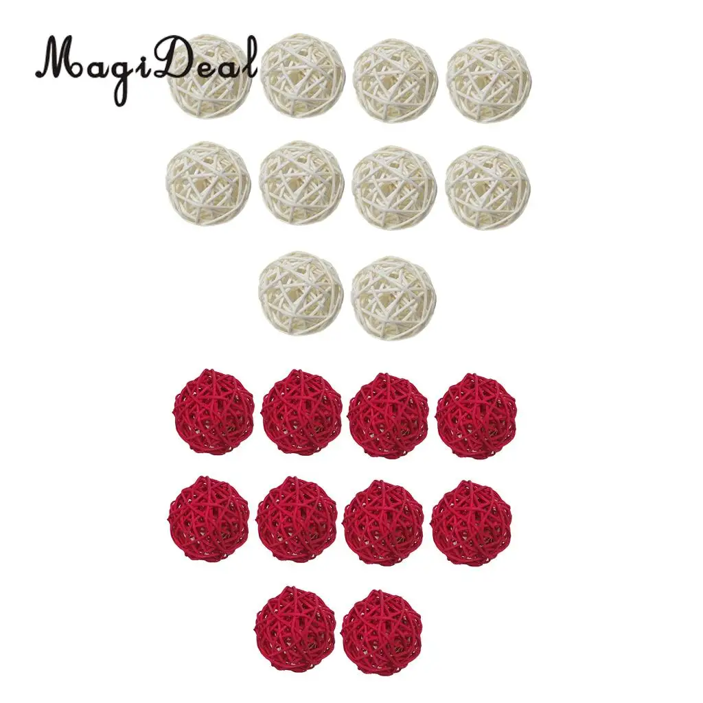 20 шт. красные и белые Ротанговые плетеные шарики ваза наполнители для свадебных