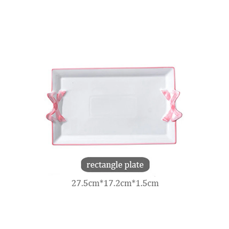 Pink Small rectangle Милая белая керамическая тарелка Фруктовница фарфоровое декоративное блюдо, ювелирный десерт для еды, блюдо для хранения, украшение комнаты, подарок для девочки - Цвет: Pink Small rectangle