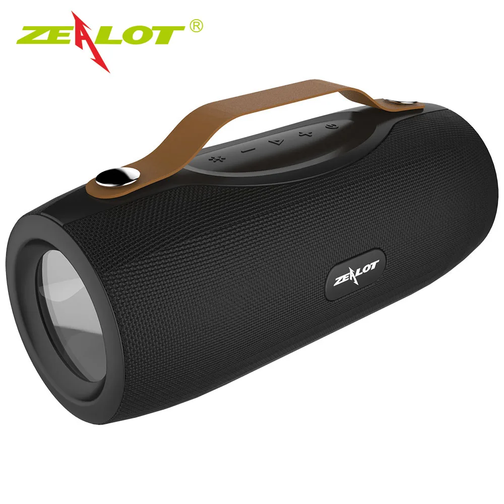 ZEALOT портативный Bluetooth динамик FM радио открытый бас беспроводной динамик+ банк питания+ фонарик TF карта u-диск mp3-плеер
