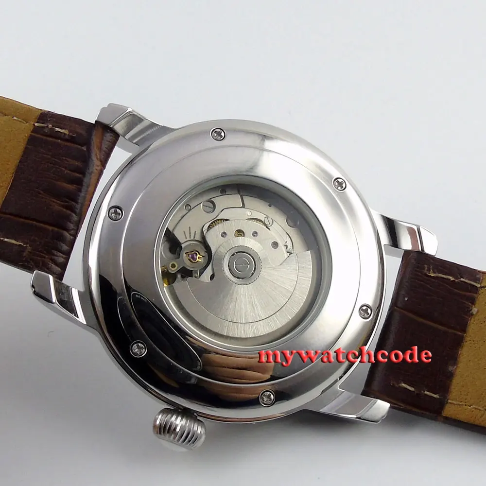 Автоматические Мужские и женские часы 43 мм с белым циферблатом синим GMT окошком