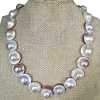 18 inches AA+ 20mm Natural Untrimmed White Salt Water Mabe Pearl Necklace with Magnete Clasp