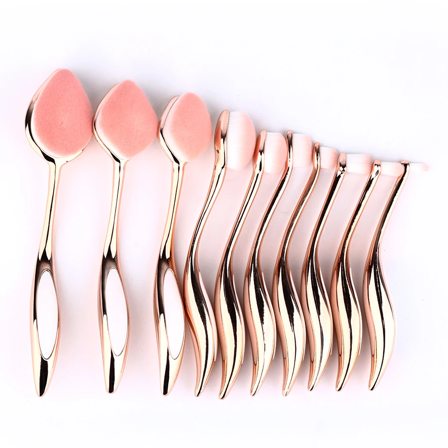 Принцесса Роза 10 шт Новая цветная Зубная Щетка Форма овальные макияжные Кисти