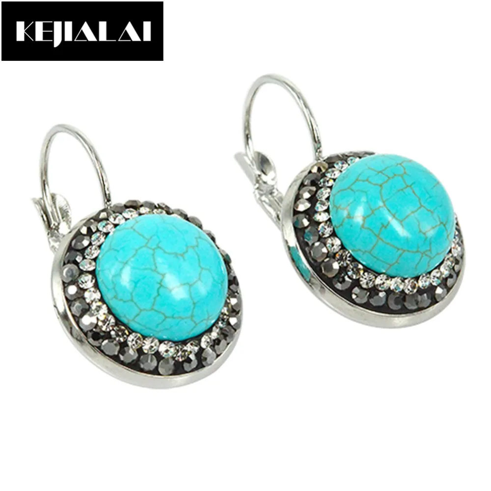 2017 мода из круглого натурального камня серьги подвески серебряные цветные