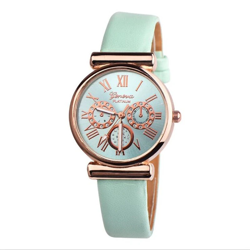Новые модные женские часы с кожаным ремешком Женские Кварцевые аналоговые