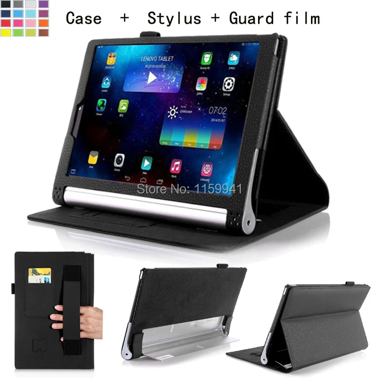 For Lenovo Yoga Tablet 2 10 inch 1050 /1051 Slim Folding Leather Stand Case Cover / Elastic Hand Strap / Stylus / ID Holder