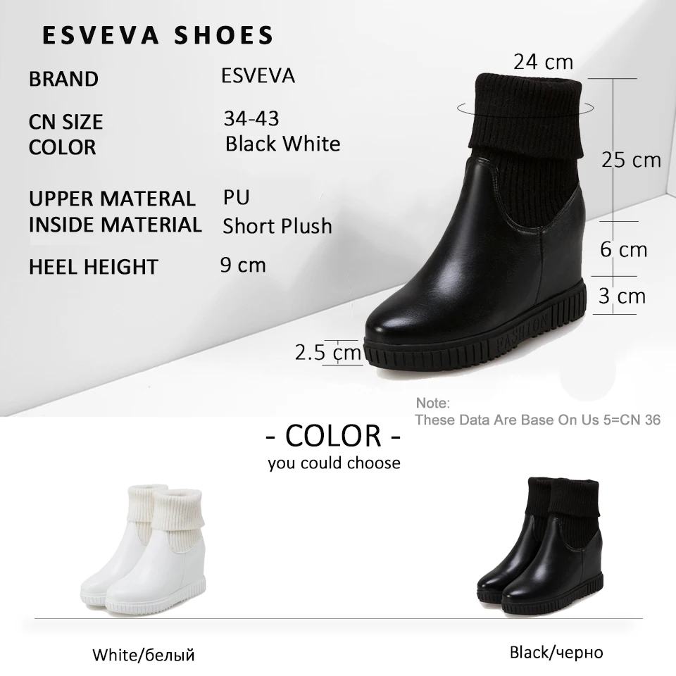 ESVEVA/2019 г. женские ботинки универсальная зимняя обувь на платформе Ботильоны