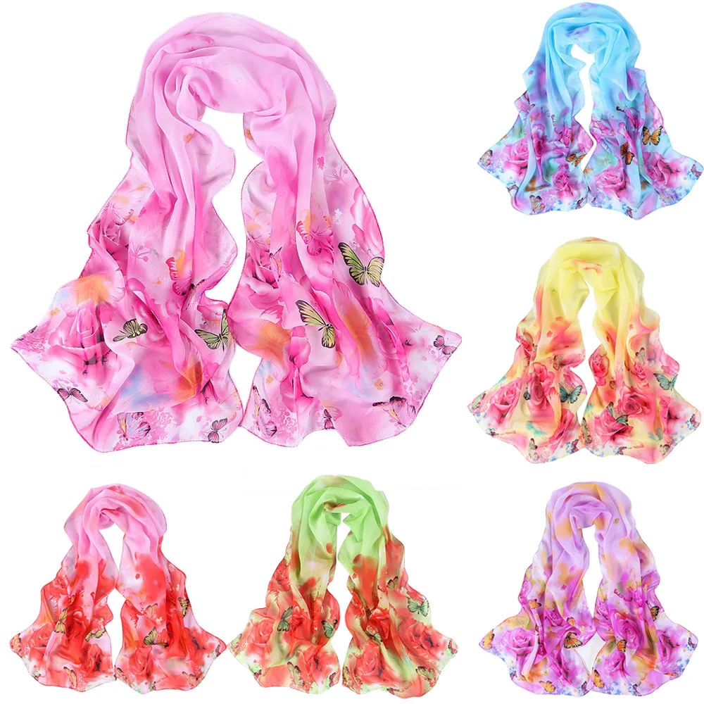 Красивые Для женщин s Новый Peony Pattern длинный палантин шарфы шали Обёрточная бумага