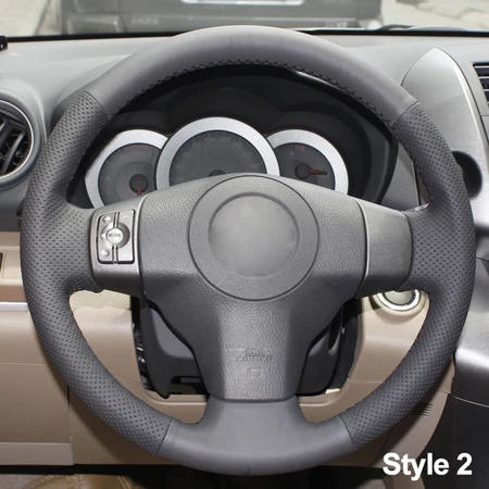 DIY ручной работы крышка рулевого колеса автомобиля из коровьей кожи для Toyota RAV4 2006-2012 Vios 2008-2013 Yaris 2007-2011 Scion XB 2008 - Название цвета: Style 2